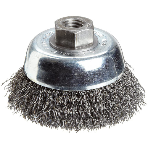 ‎Vortec Pro 3″ Crimped Wire Cup Brush, .014″ Steel Fill, 1/2″-13 Arbor Hole, Retail Pack - Eagle Tool & Supply