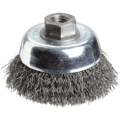 Vortec Pro 3″ Crimped Wire Cup Brush, .014″ Steel Fill, M10x1.25 Nut, Retail Pack - Eagle Tool & Supply
