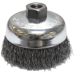 ‎Vortec Pro 4″ Crimped Wire Cup Brush, .020″ Steel Fill, 5/8″-11 UNC Nut, Retail Pack - Eagle Tool & Supply