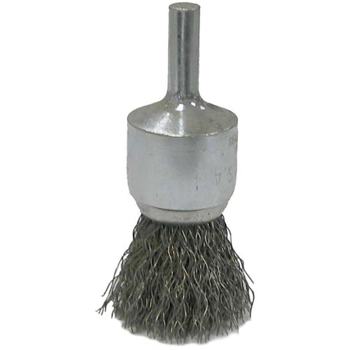 Vortec Pro 3/4″ Crimped Wire End Brush, .014″ Steel Fill, 1/4″ Stem, Retail Pack - Eagle Tool & Supply