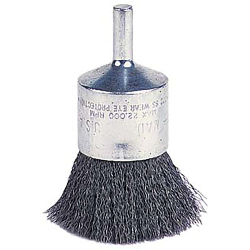 Vortec Pro 1″ Crimped Wire End Brush, .0104″ Wire, 1/4″ Stem, Retail Pack - Eagle Tool & Supply