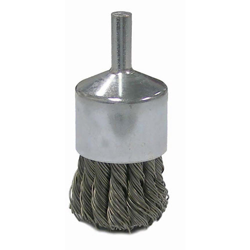 Vortec Pro 1″ Knot Wire End Brush, .020″ Steel Fill, 1/4″ Stem, Retail Pack - Eagle Tool & Supply