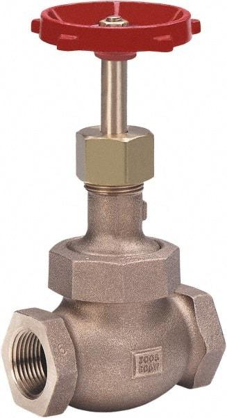 Milwaukee Valve - 1/2" Pipe, Threaded (NPT) Ends, Bronze Integral Globe Valve - Bronze Disc, Union Bonnet, 600 psi WOG, 300 psi WSP, Class 300 - Eagle Tool & Supply