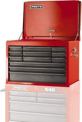 Proto - 12 Drawer Top Tool Chest - 27" Wide x 18" Deep x 19" High, Steel, Safety Red/Gray - Eagle Tool & Supply