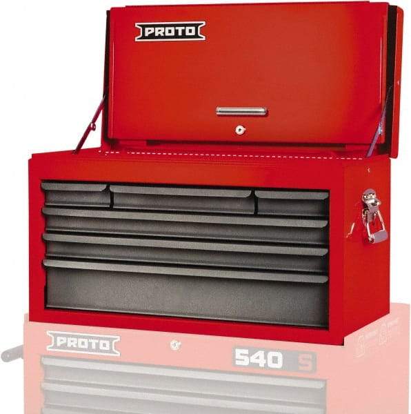 Proto - 6 Drawer Top Tool Chest - 27" Wide x 12" Deep x 15" High, Steel, Gray - Eagle Tool & Supply