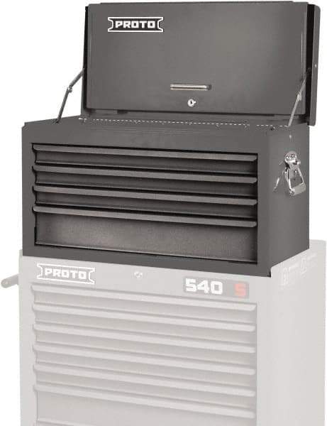 Proto - 4 Drawer Top Tool Chest - 27" Wide x 12" Deep x 15" High, Steel, Gray - Eagle Tool & Supply