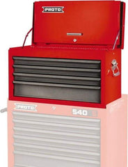 Proto - 4 Drawer Top Tool Chest - 27" Wide x 12" Deep x 15" High, Steel, Safety Red/Gray - Eagle Tool & Supply