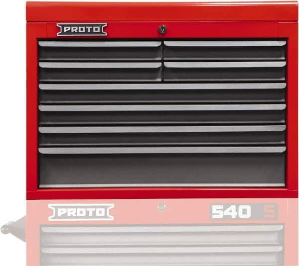 Proto - 8 Drawer Top Tool Chest - 27" Wide x 18" Deep x 19" High, Steel, Safety Red/Gray - Eagle Tool & Supply