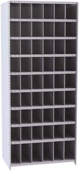Hallowell - 54 Bin Closed Industrial Bin Shelving - 36 Inch Overall Width x 24 Inch Overall Depth x 87 Inch Overall Height, Gray Metal Bins - Eagle Tool & Supply