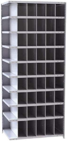 Hallowell - 54 Bin Closed Industrial Bin Shelving - 36 Inch Overall Width x 24 Inch Overall Depth x 87 Inch Overall Height, Gray Metal Bins - Eagle Tool & Supply