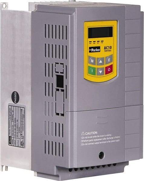 Parker - Three Phase, 460 Volt, 5 hp, Variable Frequency Drive - 5.43" Wide x 5.98" Deep x 9-1/4" High, IP20 - Eagle Tool & Supply