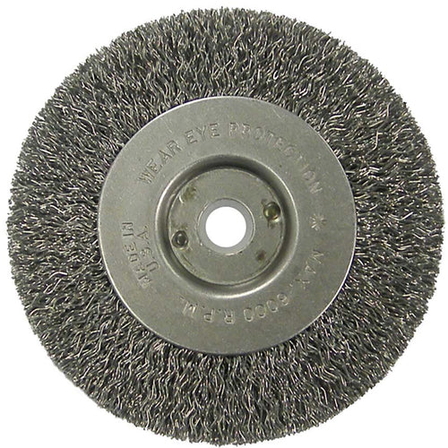 ‎Vortec Pro 4″ Crimped Wire Wheel, .014″ Steel Fill, Narrow Face, 1/2″-3/8″ Arbor Hole, Retail Pack - Eagle Tool & Supply
