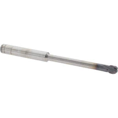 Accupro - 5/16" Diam, 0.266" LOC, 4 Flute Solid Carbide Ball End Mill - nACo Finish, Single End, 4" OAL, 5/16" Shank Diam, Undercutting - Eagle Tool & Supply