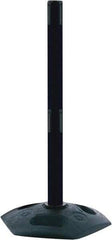 Tensator - 38" High, 2-1/2" Pole Diam, Receiver Post - 19" Base Diam, Octagon Recycled Rubber Base, Yellow Plastic Post, Tape, Dual Line Tape, For Outdoor Use - Eagle Tool & Supply