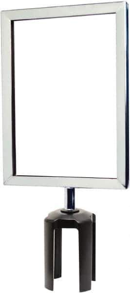 Tensator - 11-1/2" High x 11-1/2" Long x 7-1/2" Wide Barrier Sign Frame - Powder Coated Steel, Polished Chrome Finish, Polished Chrome, Use with Tensabarrier - Eagle Tool & Supply