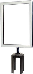 Tensator - 11-1/2" High x 11-1/2" Long x 7-1/2" Wide Barrier Sign Frame - Powder Coated Steel, Polished Chrome Finish, Polished Chrome, Use with Tensabarrier - Eagle Tool & Supply