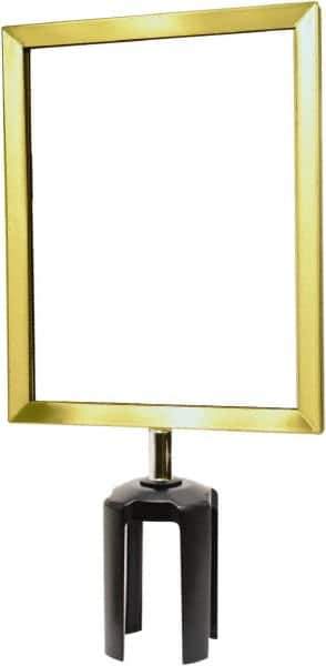 Tensator - 11-1/2" High x 11-1/2" Long x 9" Wide Barrier Sign Frame - Powder Coated Steel, Satin Brass Finish, Satin Brass, Use with Tensabarrier - Eagle Tool & Supply