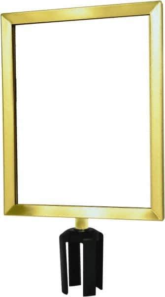 Tensator - 14-1/2" High x 14-1/2" Long x 11-1/2" Wide Barrier Sign Frame - Powder Coated Steel, Satin Brass Finish, Satin Brass, Use with Tensabarrier - Eagle Tool & Supply