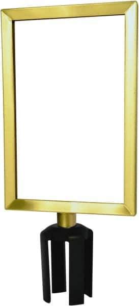 Tensator - 11-1/2" High x 11-1/2" Long x 7-1/2" Wide Barrier Sign Frame - Powder Coated Steel, Satin Brass Finish, Satin Brass, Use with Tensabarrier - Eagle Tool & Supply