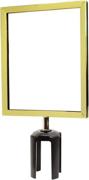 Tensator - 11-1/2" High x 11-1/2" Long x 9" Wide Barrier Sign Frame - Powder Coated Steel, Polished Brass Finish, Polished Brass, Use with Tensabarrier - Eagle Tool & Supply