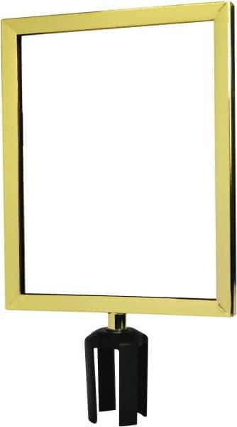 Tensator - 14-1/2" High x 14-1/2" Long x 11-1/2" Wide Barrier Sign Frame - Powder Coated Steel, Polished Brass Finish, Polished Brass, Use with Tensabarrier - Eagle Tool & Supply