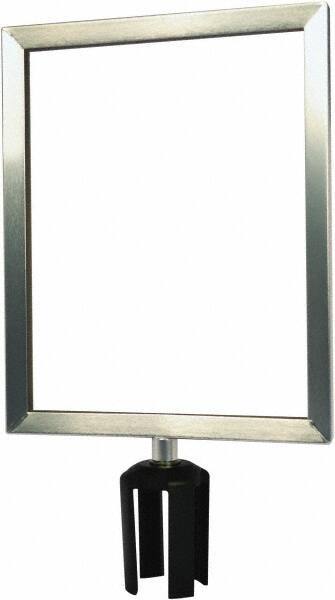 Tensator - 14-1/2" High x 14-1/2" Long x 11-1/2" Wide Barrier Sign Frame - Powder Coated Steel, Satin Chrome Finish, Satin Chrome, Use with Tensabarrier - Eagle Tool & Supply