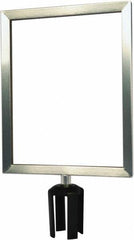 Tensator - 14-1/2" High x 14-1/2" Long x 11-1/2" Wide Barrier Sign Frame - Powder Coated Steel, Satin Chrome Finish, Satin Chrome, Use with Tensabarrier - Eagle Tool & Supply