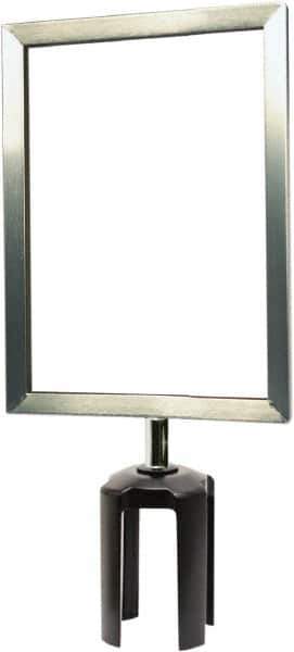 Tensator - 11-1/2" High x 11-1/2" Long x 7-1/2" Wide Barrier Sign Frame - Powder Coated Steel, Satin Chrome Finish, Satin Chrome, Use with Tensabarrier - Eagle Tool & Supply