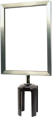 Tensator - 11-1/2" High x 11-1/2" Long x 7-1/2" Wide Barrier Sign Frame - Powder Coated Steel, Satin Chrome Finish, Satin Chrome, Use with Tensabarrier - Eagle Tool & Supply