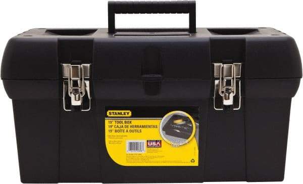 Stanley - Tool Box - 19-19/64" Wide x 9-5/8" Deep x 9-27/32" High, Plastic, Black - Eagle Tool & Supply