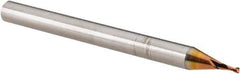 Accupro - 1/32", 1/16" LOC, 1/8" Shank Diam, 1-1/2" OAL, 2 Flute, Solid Carbide Square End Mill - Single End, TiCN Finish, Spiral Flute, 30° Helix, Centercutting, Right Hand Cut, Right Hand Flute - Eagle Tool & Supply