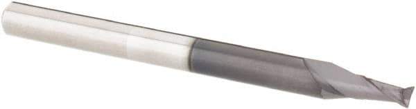 Accupro - 5/64", 5/32" LOC, 1/8" Shank Diam, 1-1/2" OAL, 2 Flute, Solid Carbide Square End Mill - Single End, AlTiN Finish, Spiral Flute, 30° Helix, Centercutting, Right Hand Cut, Right Hand Flute - Eagle Tool & Supply