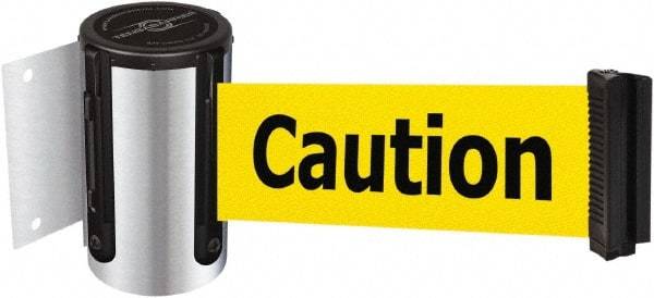 Tensator - 4-1/2" High x 7.5' Long x 2" Wide Wall Mount Barrier - Steel, Polished Chrome Finish, Chrome, Use with 898 Wall Receiver - Eagle Tool & Supply