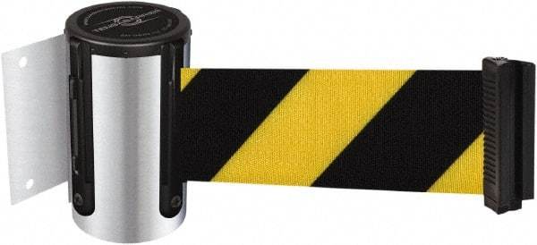 Tensator - 4-1/2" High x 7.5' Long x 2" Wide Wall Mount Barrier - Steel, Polished Chrome Finish, Chrome, Use with 898 Wall Receiver - Eagle Tool & Supply