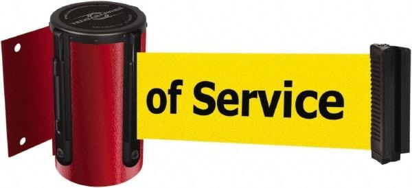 Tensator - 4-1/2" High x 7.5' Long x 2" Wide Wall Mount Barrier - Steel, Red Powdercoat Finish, Red, Use with 898 Wall Receiver - Eagle Tool & Supply