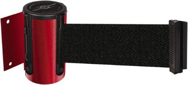 Tensator - 4-1/2" High x 7.5' Long x 2" Wide Wall Mount Barrier - Steel, Red Powdercoat Finish, Red, Use with 898 Wall Receiver - Eagle Tool & Supply