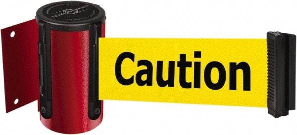 Tensator - 4-1/2" High x 7.5' Long x 2" Wide Wall Mount Barrier - Steel, Red Powdercoat Finish, Red, Use with 898 Wall Receiver - Eagle Tool & Supply