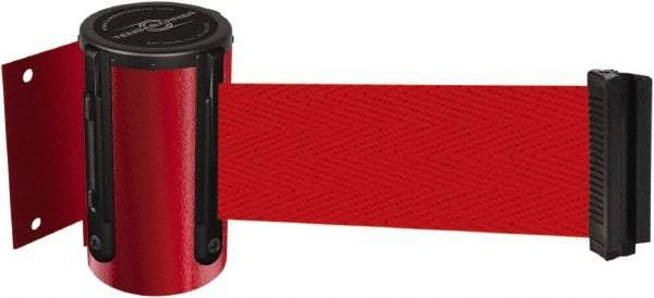 Tensator - 4-1/2" High x 13' Long x 2" Wide Wall Mount Barrier - Steel, Red Powdercoat Finish, Red, Use with 898 Wall Receiver - Eagle Tool & Supply