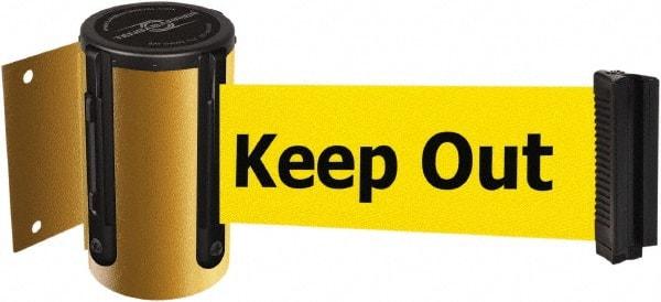 Tensator - 4-1/2" High x 13' Long x 2" Wide Wall Mount Barrier - Steel, Yellow Powdercoat Finish, Yellow, Use with 898 Wall Receiver - Eagle Tool & Supply