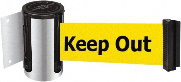 Tensator - 4-1/2" High x 7.5' Long x 2" Wide Wall Mount Barrier - Steel, Polished Chrome Finish, Chrome, Use with 898 Wall Receiver - Eagle Tool & Supply