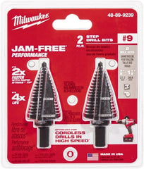 Milwaukee Tool - 2 Hole Sizes, 7/8 to 1-1/8" Hole Diam Steel Step Drill Bit - Eagle Tool & Supply