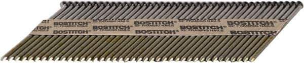 Stanley Bostitch - 11 Gauge 0.131" Shank Diam 3-1/4" Long Framing Nails for Power Nailers - Steel, Bright Finish, Smooth Shank, Angled Stick Paper Tape Collation, Round Head - Eagle Tool & Supply