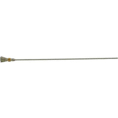 Brush Research Mfg. - 1/4" Diam Helical Stainless Steel Tube Brush - Single Spiral, 0.005" Filament Diam, 1/2" Brush Length, 8" OAL, 0.112" Diam Galvanized Steel Shank - Eagle Tool & Supply