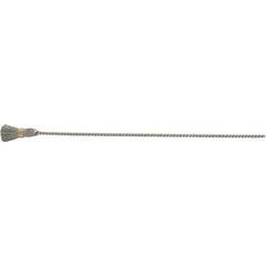 Brush Research Mfg. - 5/16" Diam Helical Stainless Steel Tube Brush - Single Spiral, 0.005" Filament Diam, 5/8" Brush Length, 8-1/2" OAL, 1/8" Diam Galvanized Steel Shank - Eagle Tool & Supply
