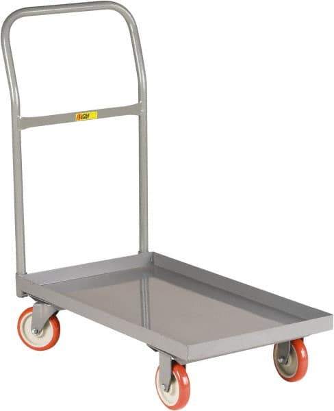 Little Giant - 1,200 Lb Capacity Steel Platform Truck - Steel Deck, 24" OAW, 60" Platform Length x 7-1/2" Platform Height, Polyurethane Casters - Eagle Tool & Supply