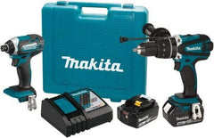 Makita - 18 Volt Cordless Tool Combination Kit - Includes 1/2" Hammer Drill/Driver & Impact Driver, Lithium-Ion Battery Included - Eagle Tool & Supply