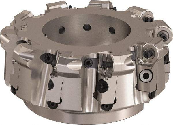Seco - 6" Cut Diam, 6mm Max Depth, 2" Arbor Hole, 10 Inserts, ONMU09 Insert Style, Indexable Copy Face Mill - L220.48 Cutter Style, 3.1496 High, Series Doubleoctomill - Eagle Tool & Supply