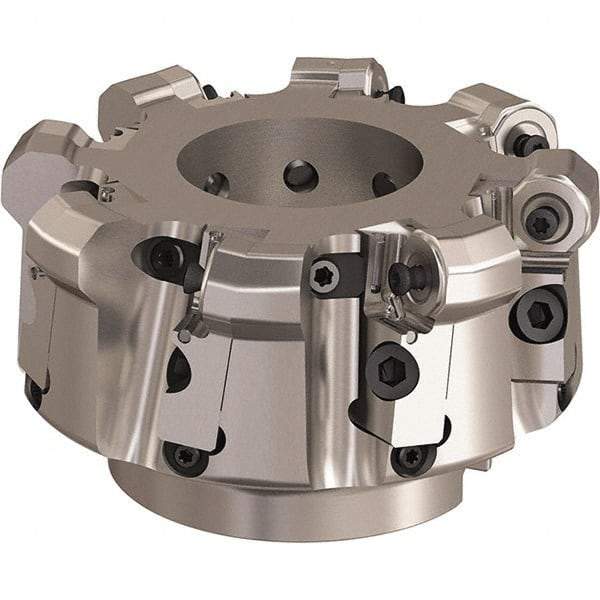 Seco - 5" Cut Diam, 6mm Max Depth, 1-1/2" Arbor Hole, 8 Inserts, ONMU09 Insert Style, Indexable Copy Face Mill - L220.48 Cutter Style, 3.1496 High, Series Doubleoctomill - Eagle Tool & Supply