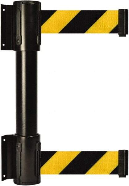 Tensator - 16.64" High x 89" Long x 3" Wide Barrier Dual Line Wall Mount - Steel, Black Powdercoat Finish, Black, Use with 898 Wall Receiver - Eagle Tool & Supply