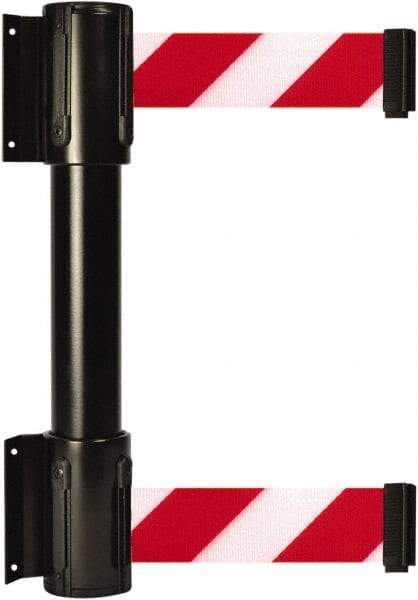 Tensator - 16.64" High x 89" Long x 3" Wide Barrier Dual Line Wall Mount - Steel, Black Powdercoat Finish, Black, Use with 898 Wall Receiver - Eagle Tool & Supply